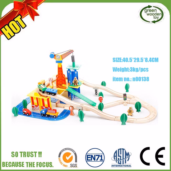 Wholesale Cheap Educational 70 PCS Railway Wooden Toy Train Sets for Kids