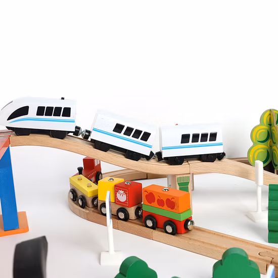 88 Pieces Wooden Train Tracks Set for Kids Children Toy Train Track