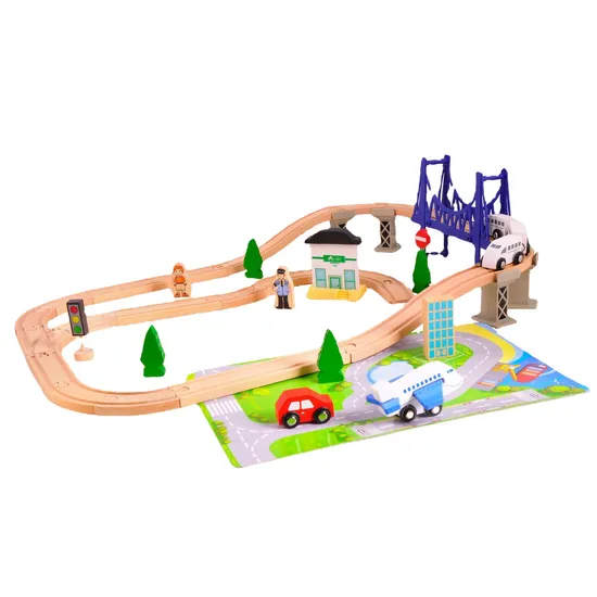 100PCS Wooden Train Track Train Set 