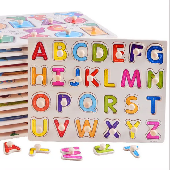 Wooden Alphabet Learning Puzzle Jouet Enfant Kids Early Education Letters ABC Board Puzzles 