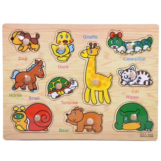 Scratching Board Children′s Wooden Puzzle Early Education Digital Alphabet Animal Transportation Learning Cognitive Puzzle 