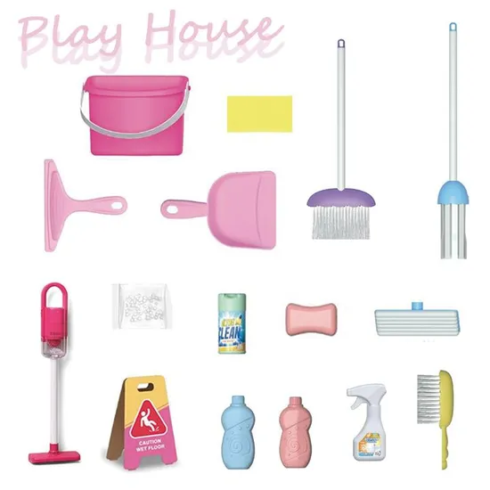 Pink Girl Household Cleaning Pretend Indoors Home Toys Kitchen Playset Cleaner Tools Children Toys 
