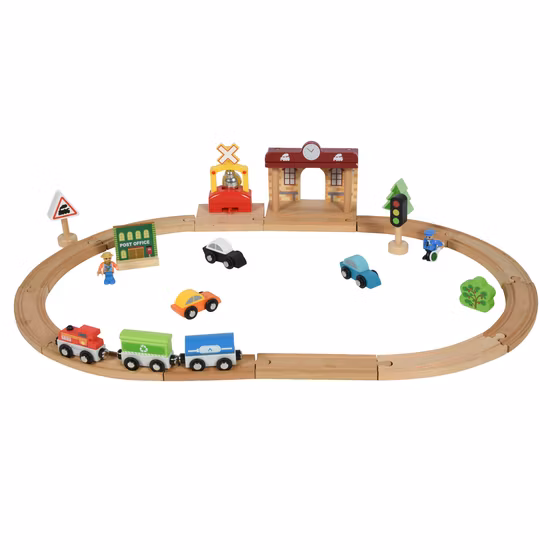Multifunction Wooden Railway Set Train Truck Toy Set